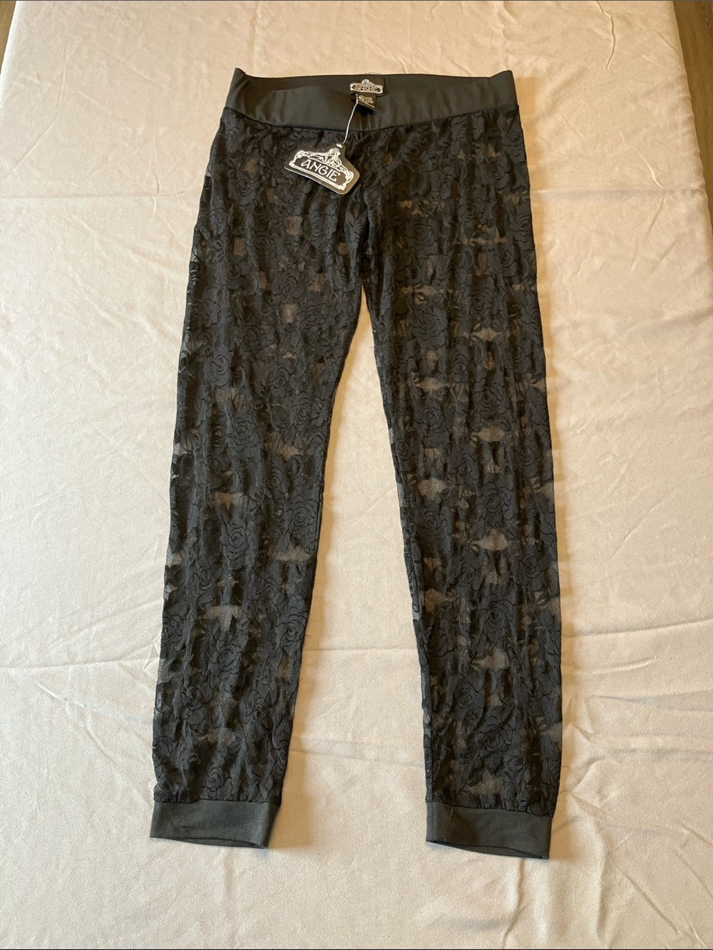 NWT - Angie Black Sheer Lace Leggings for Kids -L